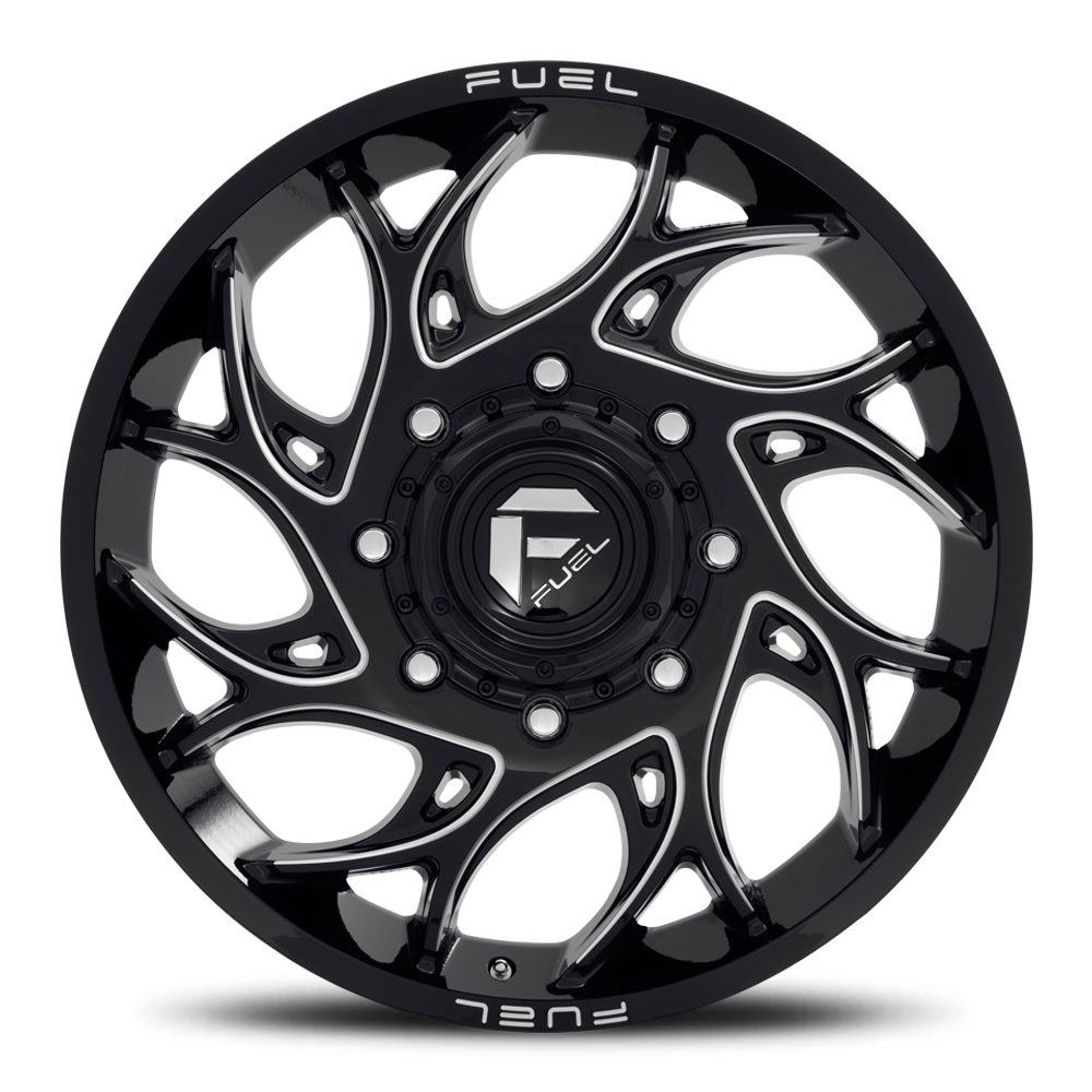 Dually Wheels 22X8.25 Runner Dually D741 8 On 165.1 Gloss Black Milled 121.6 Bore 105 Offset 8 Spoke Front Dually Fuel Off Road Wheels