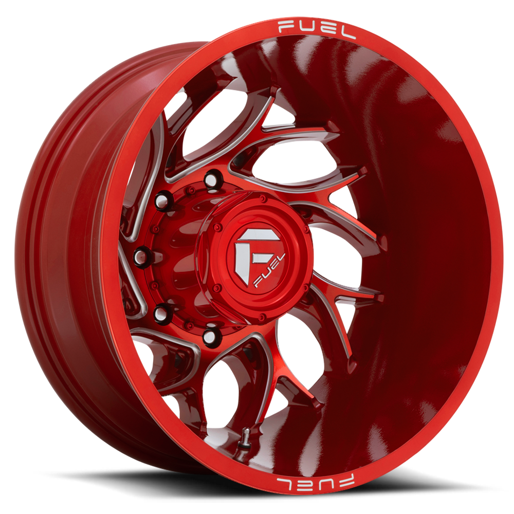 Dually Wheels 20X8.25 Runner Dually D742 8 On 165.1 Candy Red Milled 121.6 Bore -240 Offset 8 Spoke Outer Dually Fuel Off Road Wheels