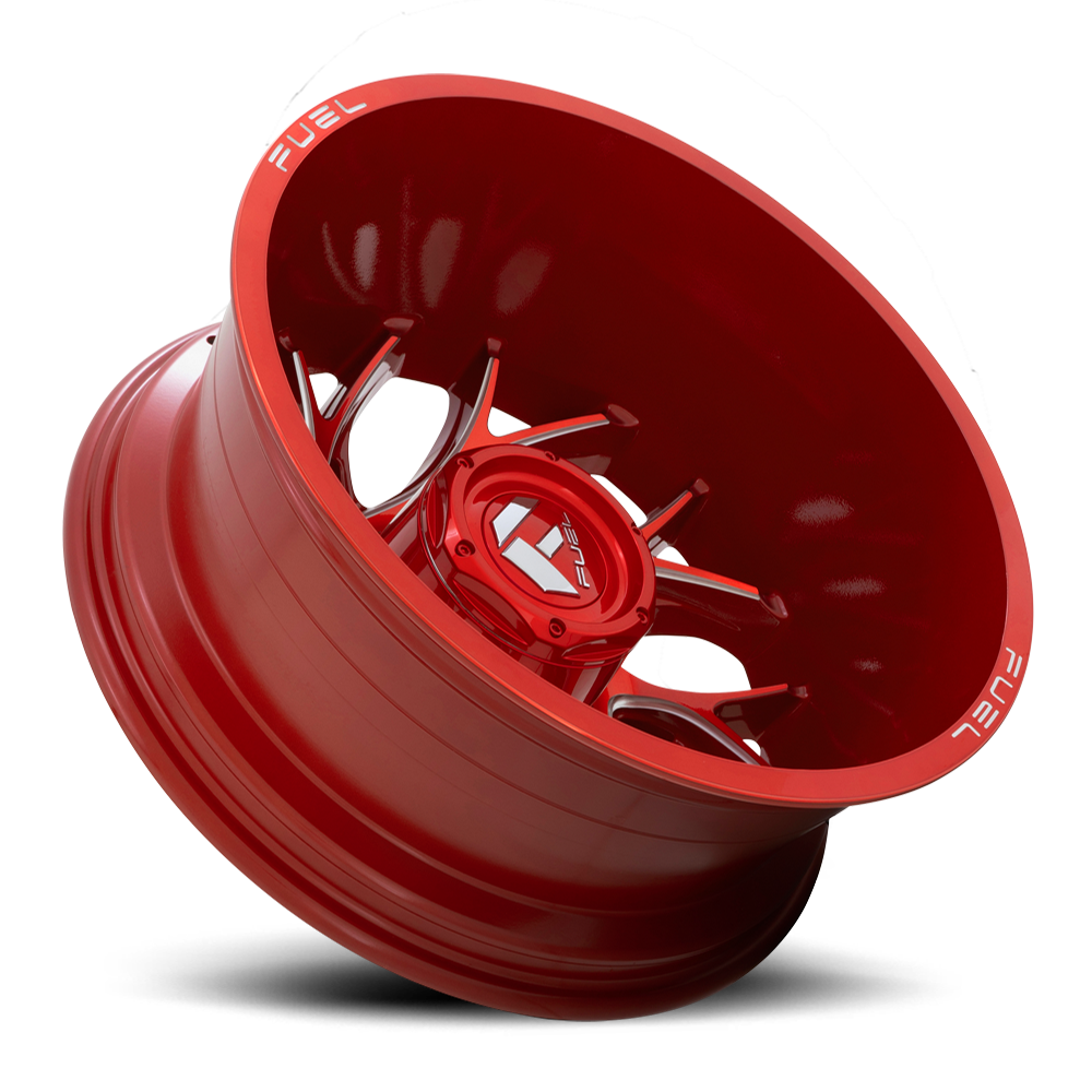 Dually Wheels 20X8.25 Runner Dually D742 8 On 210 Candy Red Milled 154.3 Bore -221 Offset 8 Spoke Outer Dually Fuel Off Road Wheels