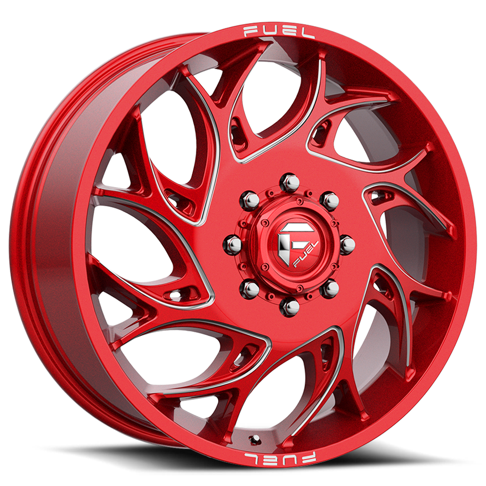 Dually Wheels 22X8.25 Runner Dually D742 8 On 165.1 Candy Red Milled 121.6 Bore 105 Offset 8 Spoke Front Dually Fuel Off Road Wheels