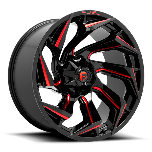 Fuel Off-Road Aluminum Wheels 22X12 Reaction D755 Gloss Black Milled Red Tint