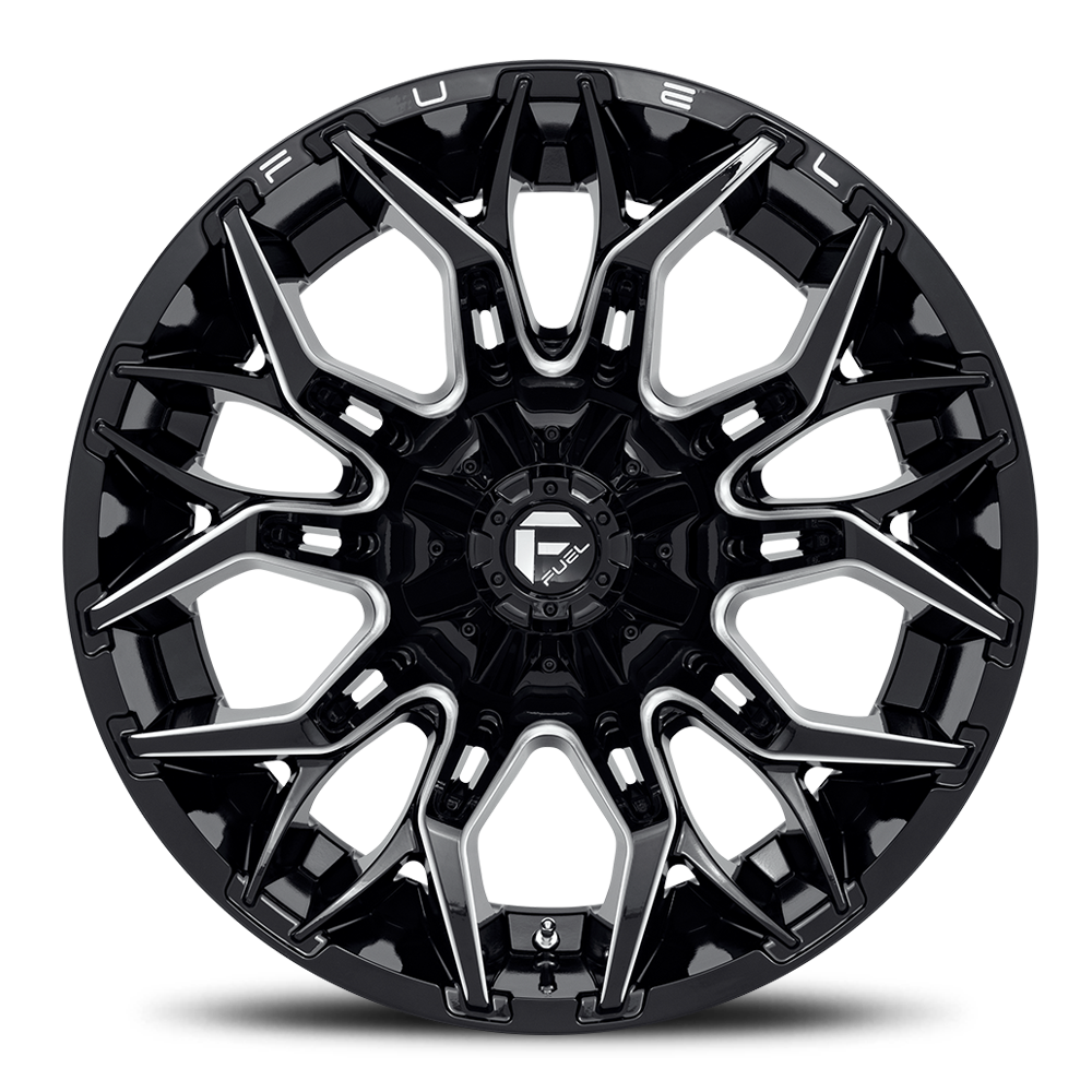 Aluminum Wheels 20X9 Twitch D769 8 On 165.1 Gloss Black Milled 125.2 Bore 1 Offset Fuel Off Road Wheels