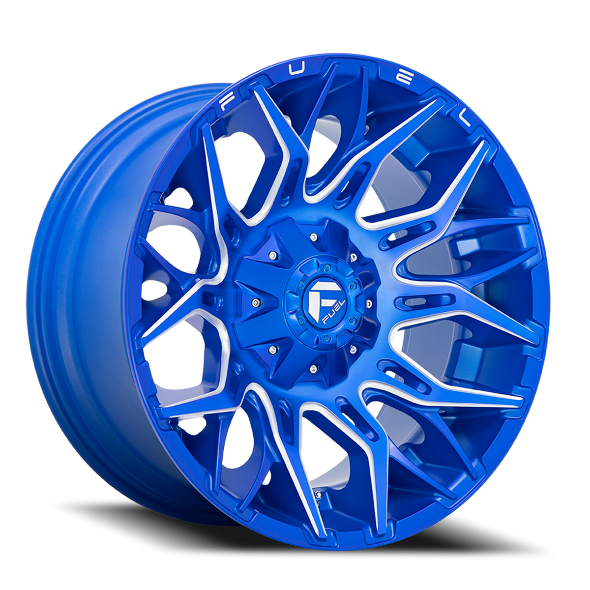 Aluminum Wheels 20X10 Twitch D770 8 On 180 Anodized Blue MIlled 124.3 Bore -18 Offset Fuel Off Road Wheels