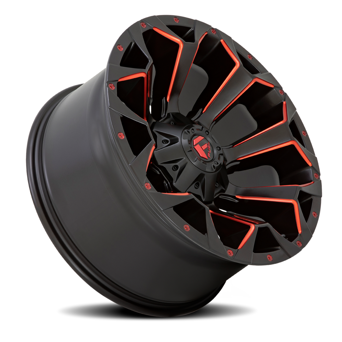 Aluminum Wheels 20X10 Assault D787 8 On 180 Matte Black Milled Red Tint 124.2 Bore -18 Offset Fuel Off Road Wheels