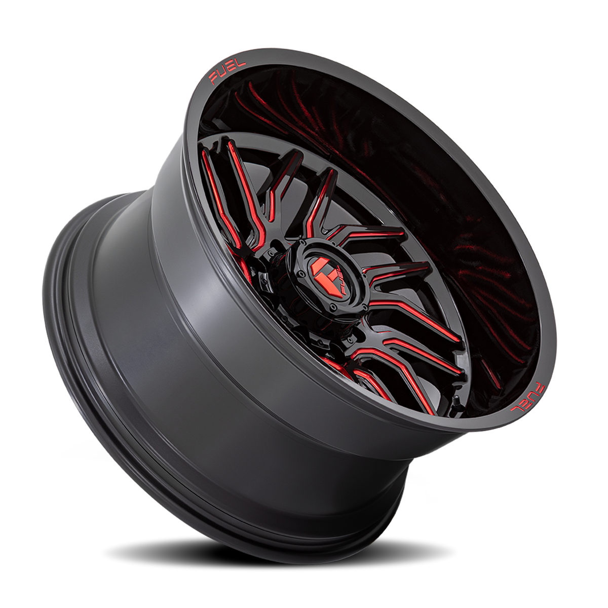 Aluminum Wheels 20X9 Hurricane D808 5 On 139.7 Gloss Black/Red Milled 78.1 Bore 1 Offset Fuel Off Road Wheels