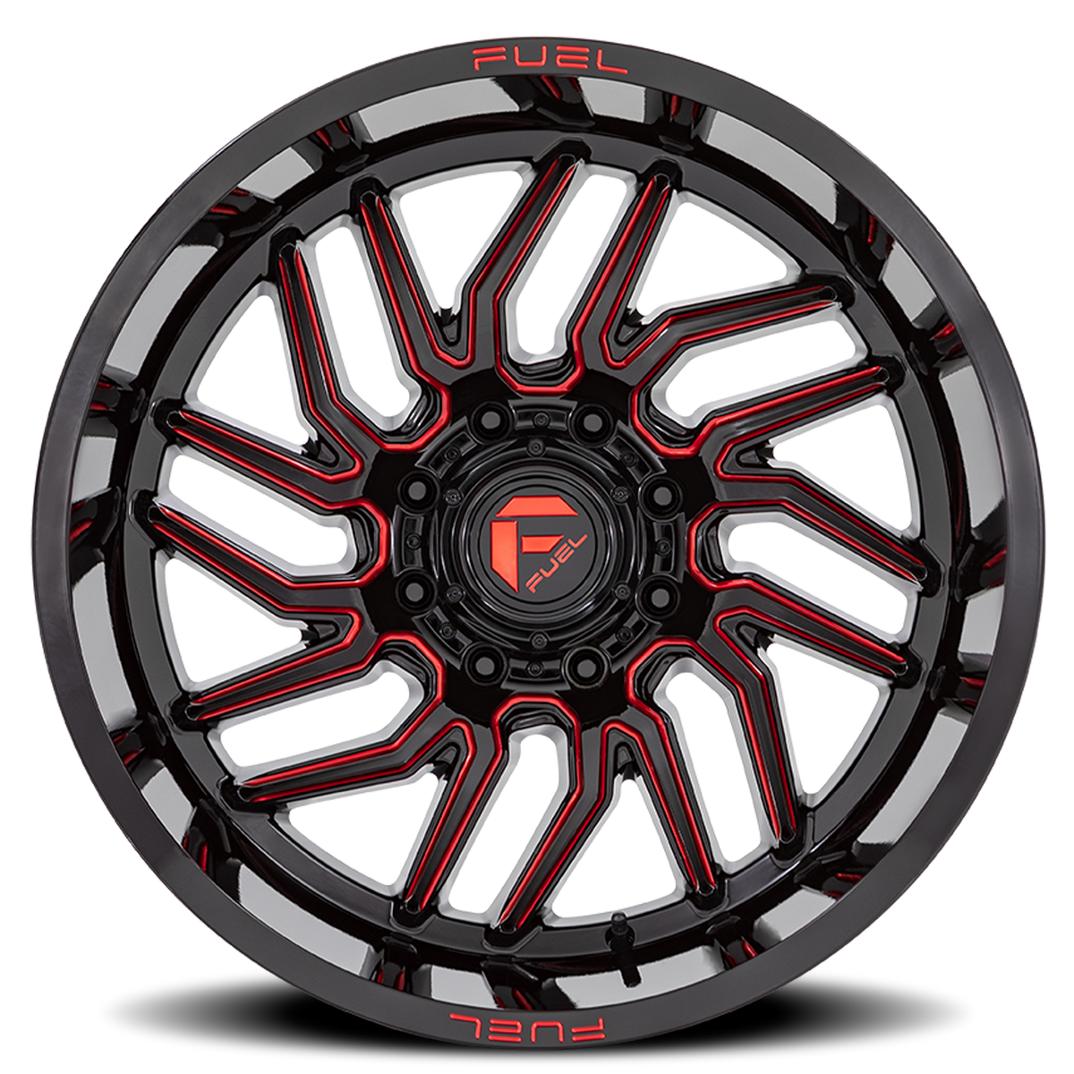 Aluminum Wheels 24X12 Hurricane D808 8 On 170 Gloss Black/Red Milled 125.1 Bore -44 Offset Fuel Off Road Wheels
