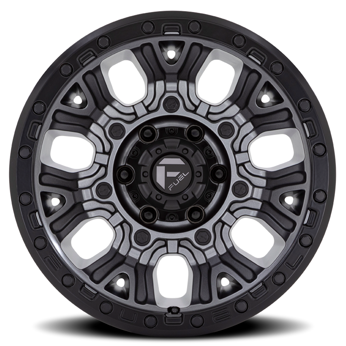 Aluminum Wheels 20X10 Traction D825 8 On 170 Gunmetal Gray/Black Ring 125.1 Bore -18 Offset Fuel Off Road Wheels
