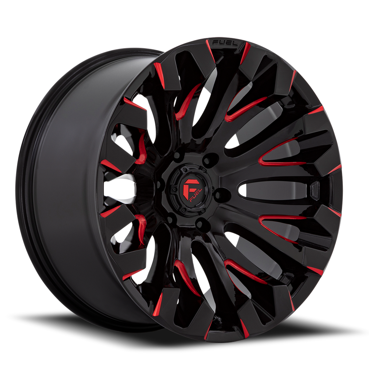 Aluminum Wheels 20X9 Quake D829 8 On 180 Gloss Black Milled Red 124.2 Bore 1 Offset Fuel Off Road Wheels