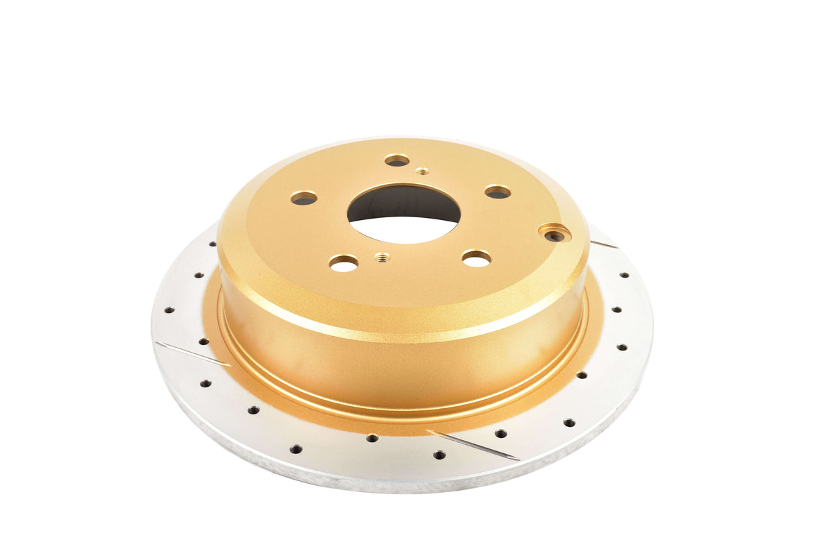 DBA 02-08 Lexus ES300 Rear Street Series Drilled & Slotted Rotor w/Gold Hat - DBA2707X