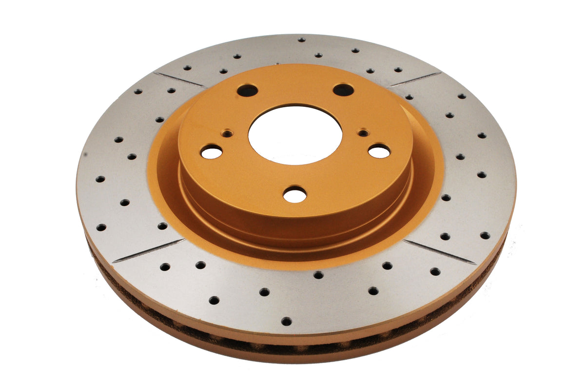 DBA 13-19 Lexus ES300h Front Street Series Drilled & Slotted Rotor w/Gold Hat - DBA2709X