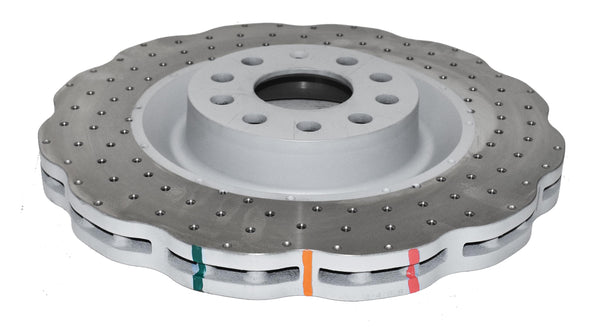 DBA 12-13 Volkswagen Golf R 2.0L Front 4000 Series Cross Drilled Rotor w/Silver Hat - DBA42808WSLVXD