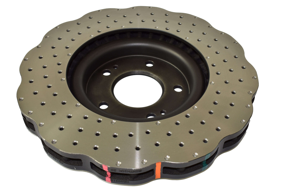 DBA 2003 Mitsubishi Lancer Evolution Front 4000 Series Drilled Wavey Rotor - DBA4418WXD