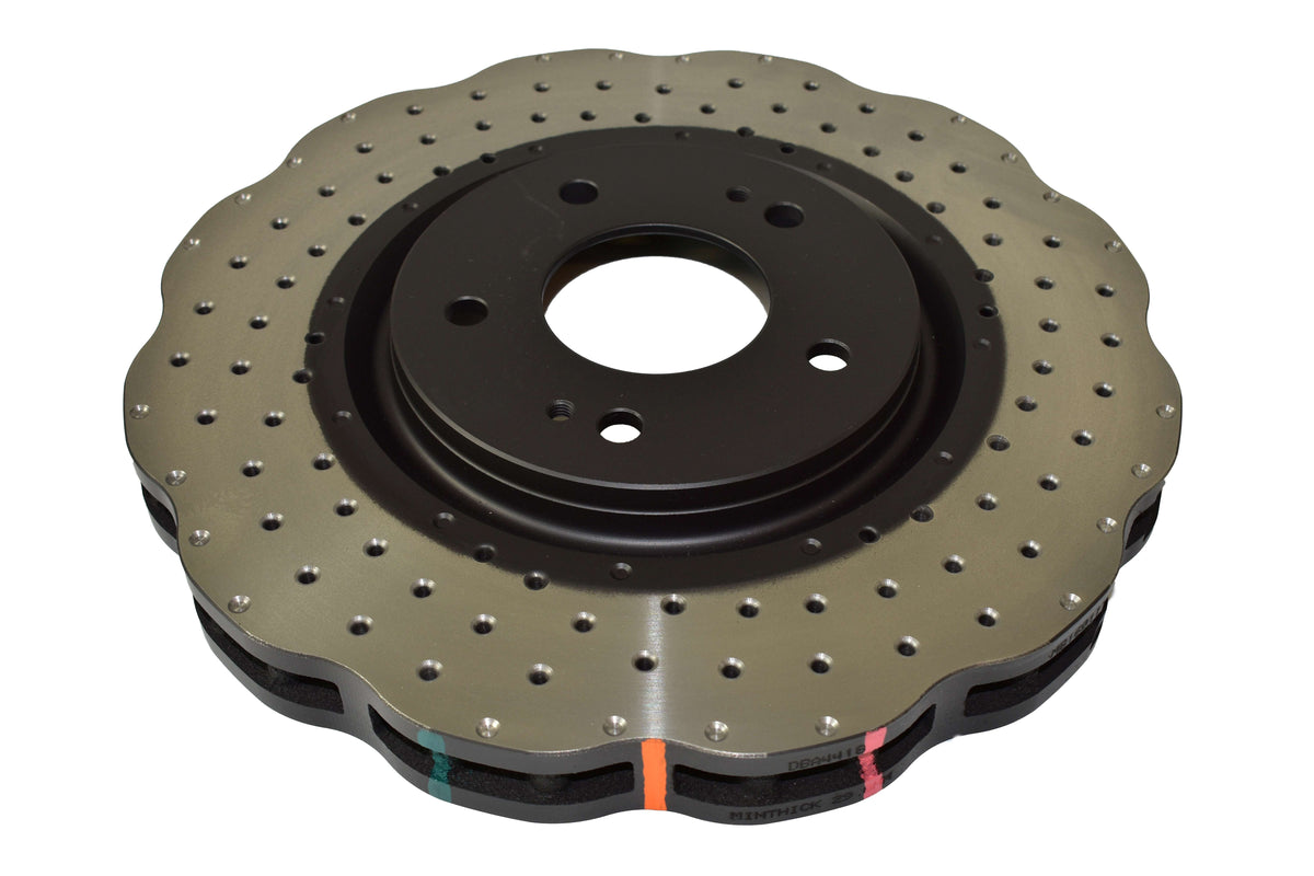 DBA 2003 Mitsubishi Lancer Evolution Front 4000 Series Drilled Wavey Rotor - DBA4418WXD