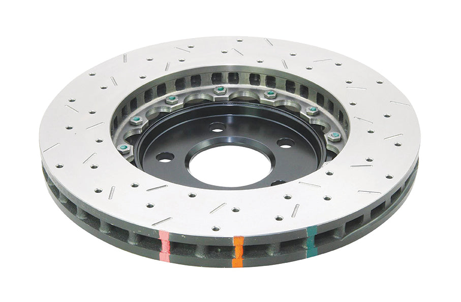 DBA 05-10 Ford Mustang GT / 11-13 V6 Front Drilled & Slotted 5000 Series 2 Piece Rotor w/ Black Hat - DBA52113BLKXS