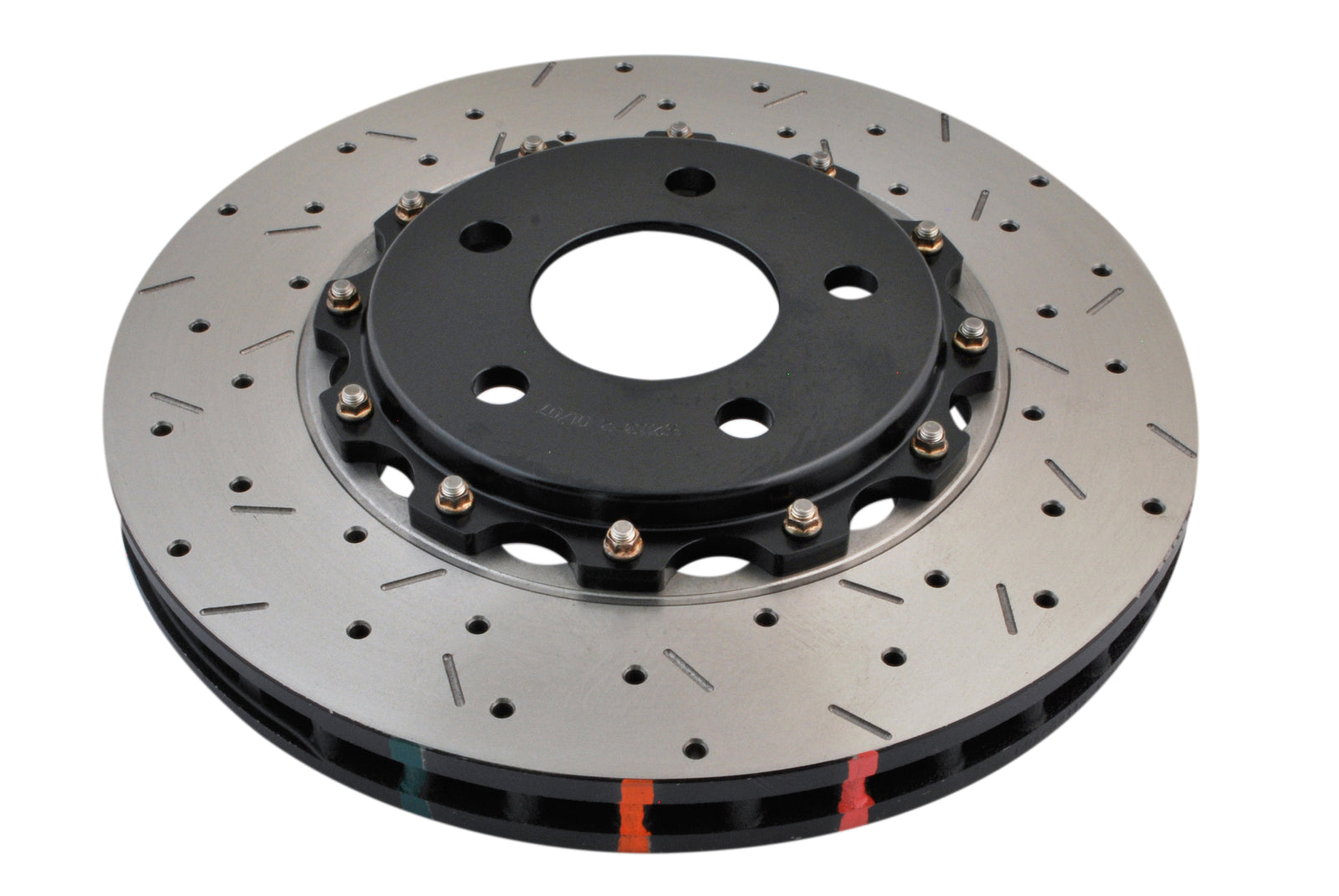 DBA 05-10 Ford Mustang GT / 11-13 V6 Front Drilled & Slotted 5000 Series 2 Piece Rotor w/ Black Hat - DBA52113BLKXS