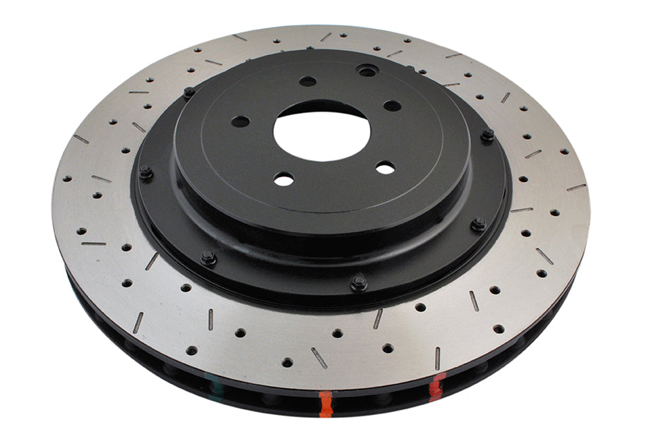 DBA 09+ Nissan GTR R-35 Rear Drilled & Slotted 5000 Series 2 Piece Rotor Assembled w/ Black Hat (Ava - DBA52321BLKXS