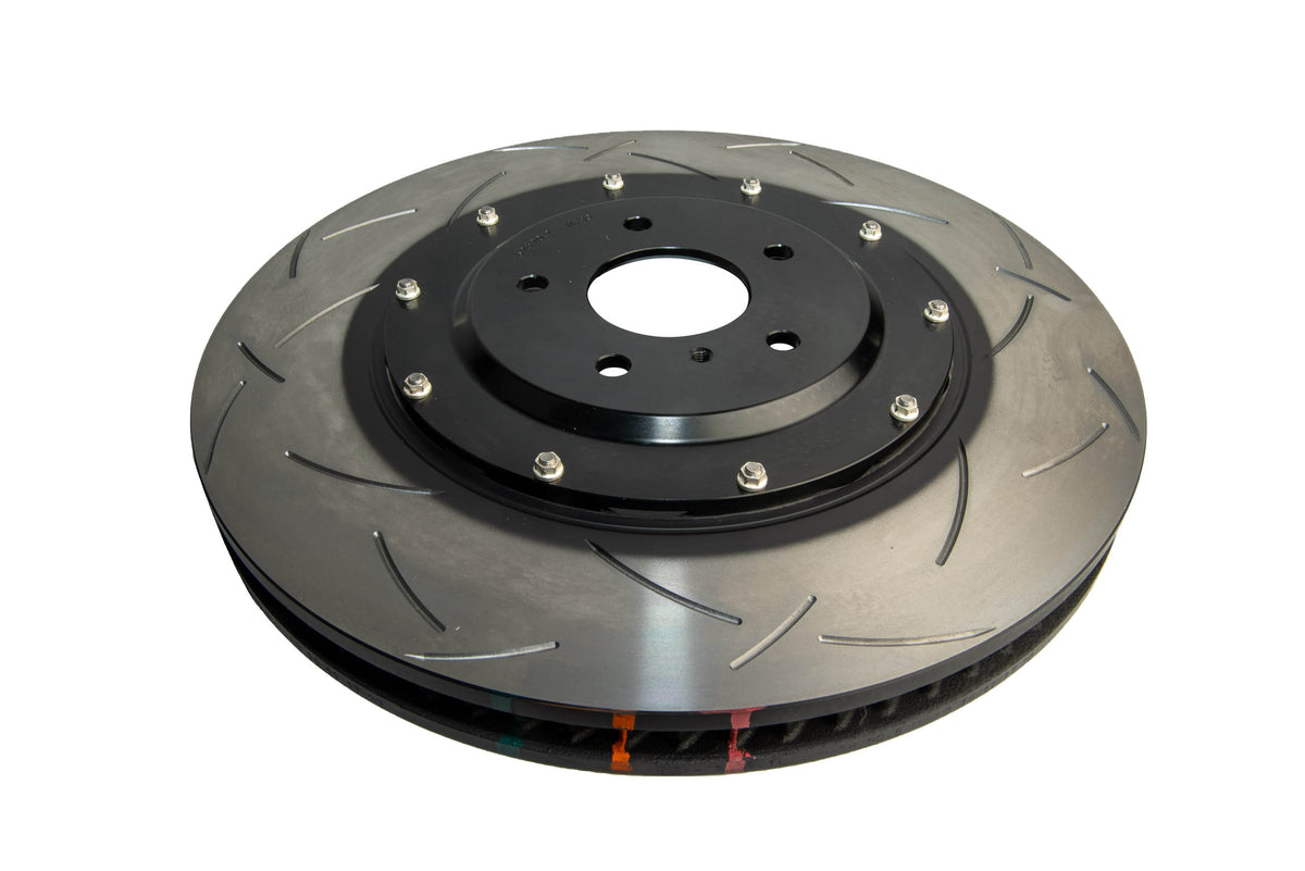 DBA T3 5000 Slotted Series w/ Black Hat Front Left 2012 Nissan GTR R35 - DBA52379BLKLS