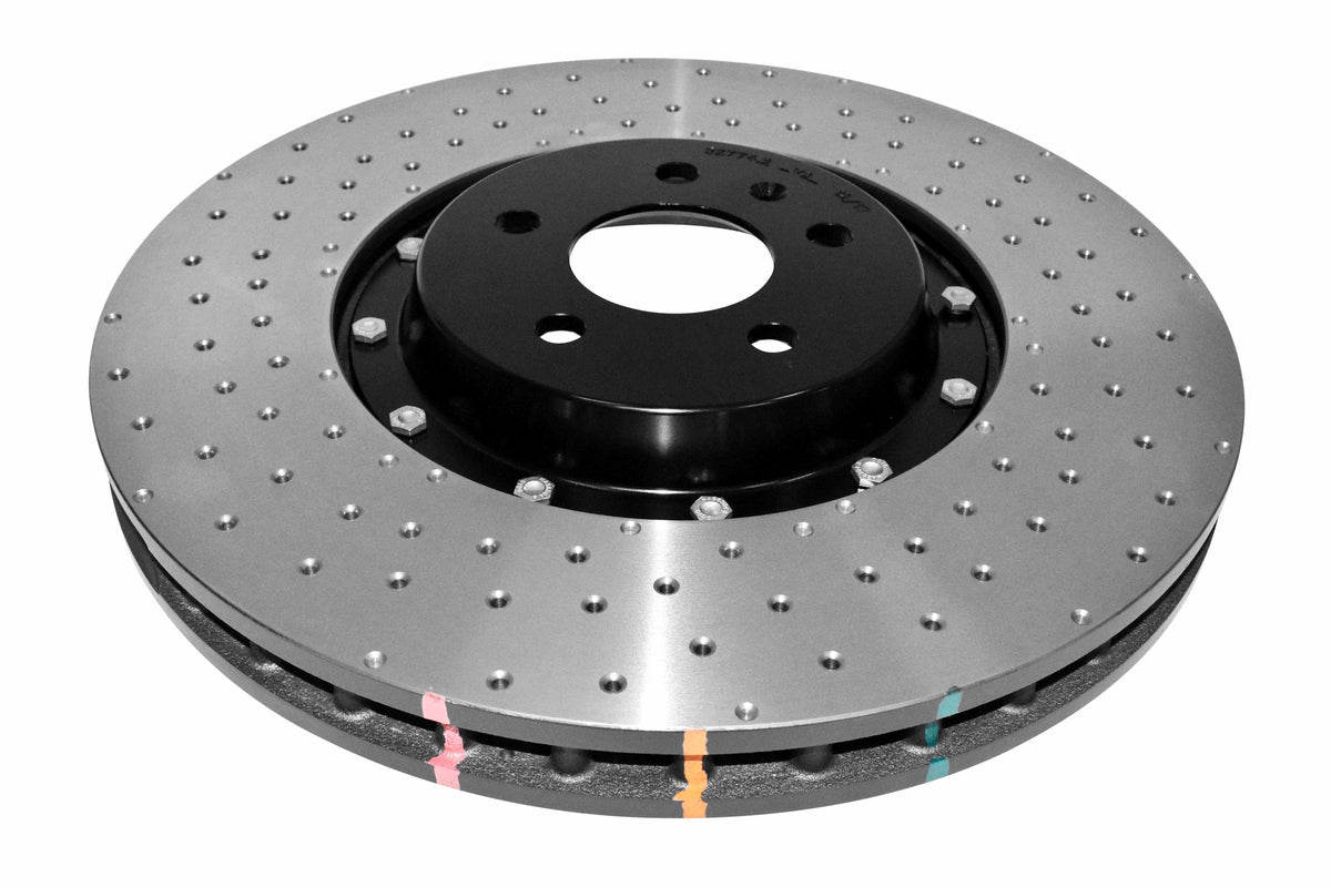 DBA 14-17 Audi A8 Quattro Front Slotted 5000 Series 2 Piece Rotor Assembled w/ Black Hat Drill/Dimp - DBA52774BLKXD