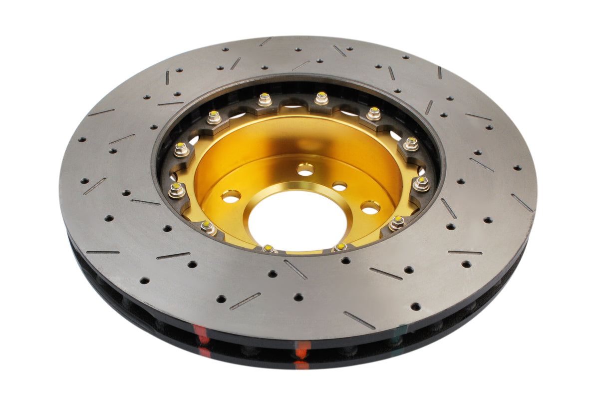 DBA 09-15 BMW 335d Front 5000 Series Drilled & Slotted Rotor w/Gold Hat - DBA52858GLDXS