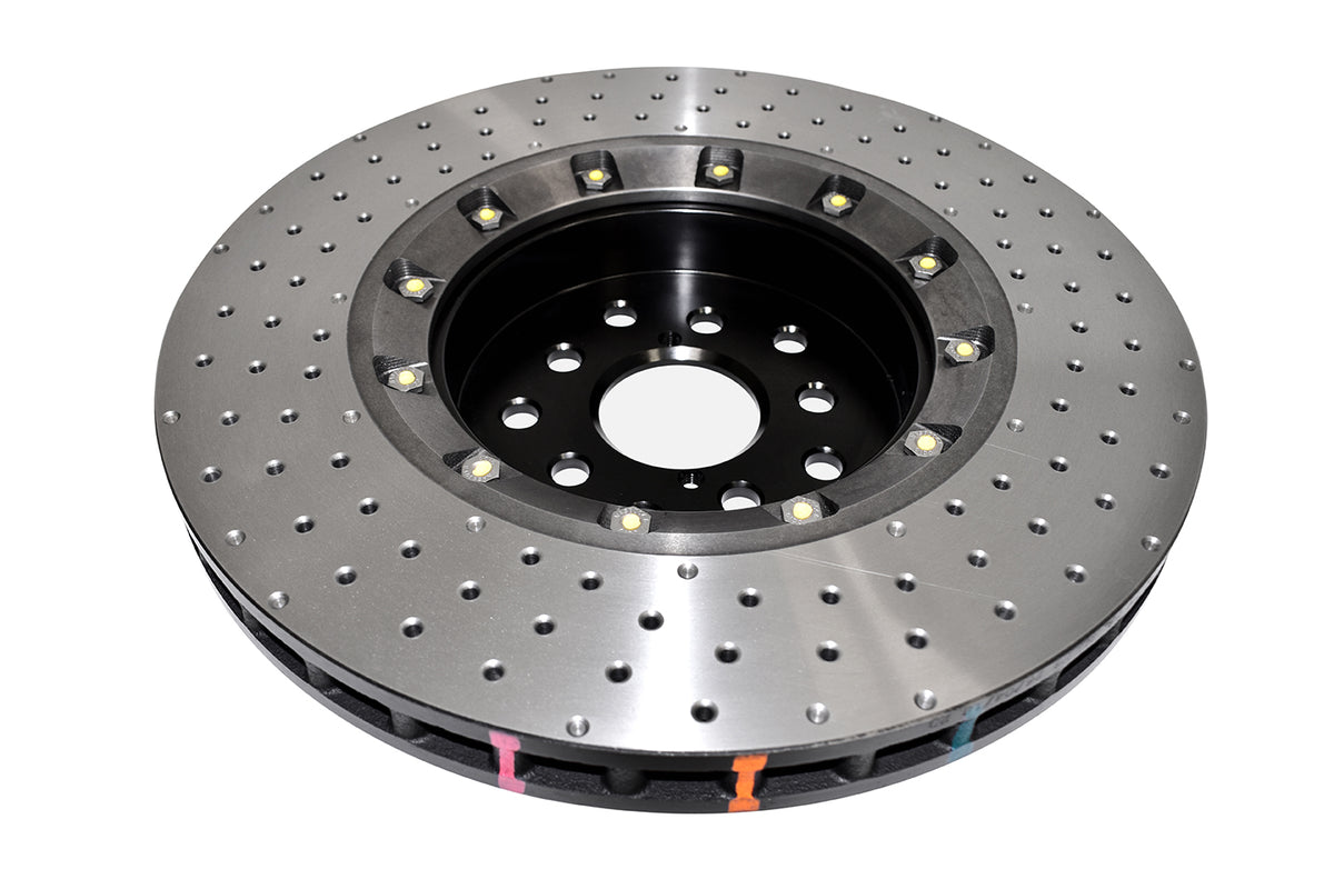 DBA 18-21 Subaru WRX STI Front 5000 Series 2-Piece Drilled Rotor w/Black Hat - DBA53050BLKXD-10
