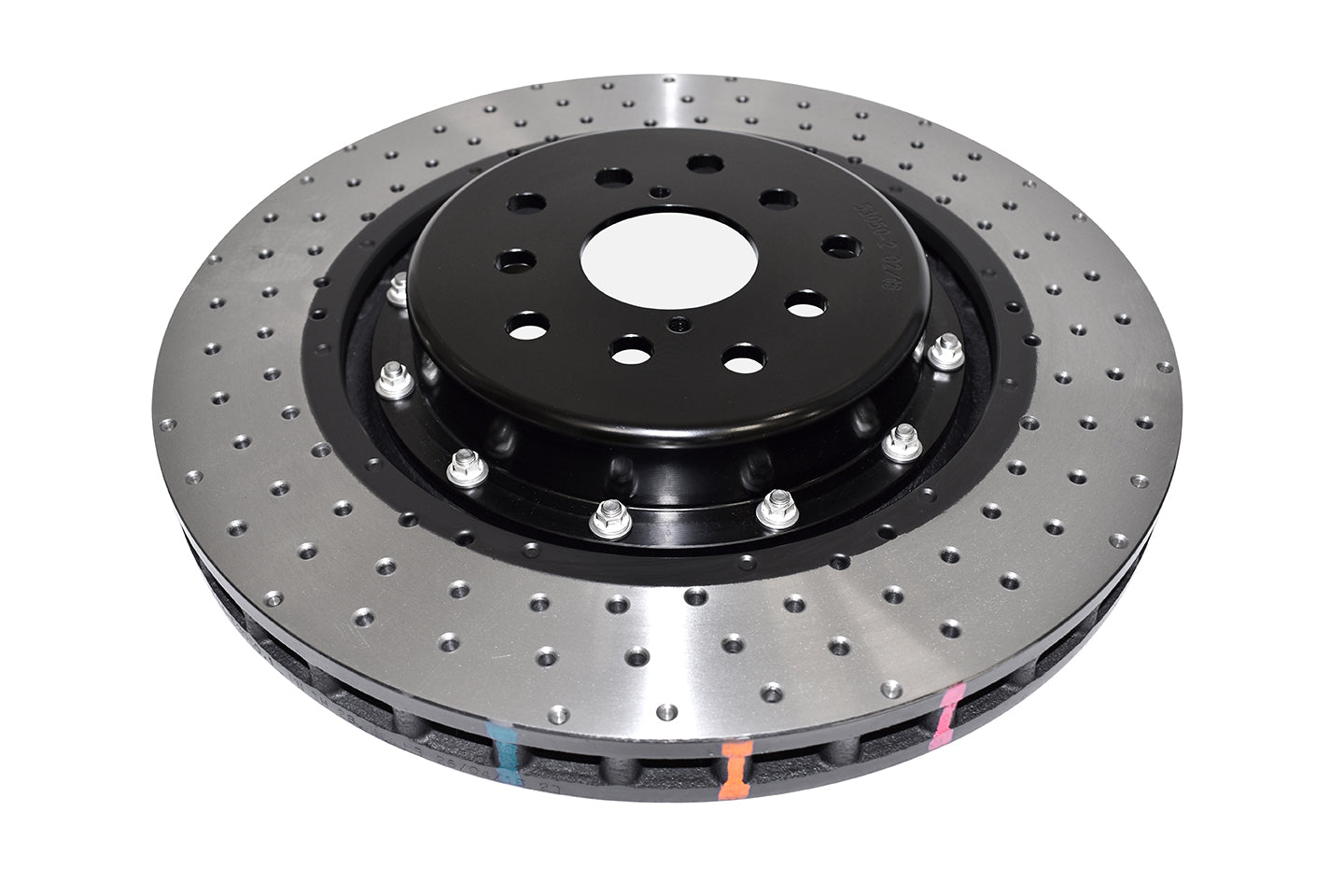 DBA 18-21 Subaru WRX STI Front 5000 Series 2-Piece Drilled Rotor w/Black Hat - DBA53050BLKXD-10
