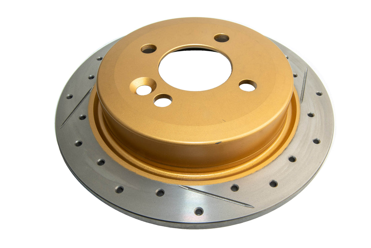 DBA 07-16 Mini Cooper (14mm Lug Excl JCW Brakes) Rear Street Series Drill & Slot Rotor w/Gold Hat - DBA543X
