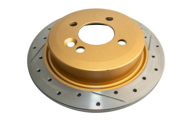DBA 07-16 Mini Cooper (14mm Lug Excl JCW Brakes) Rear Street Series Drill & Slot Rotor w/Gold Hat - DBA543X