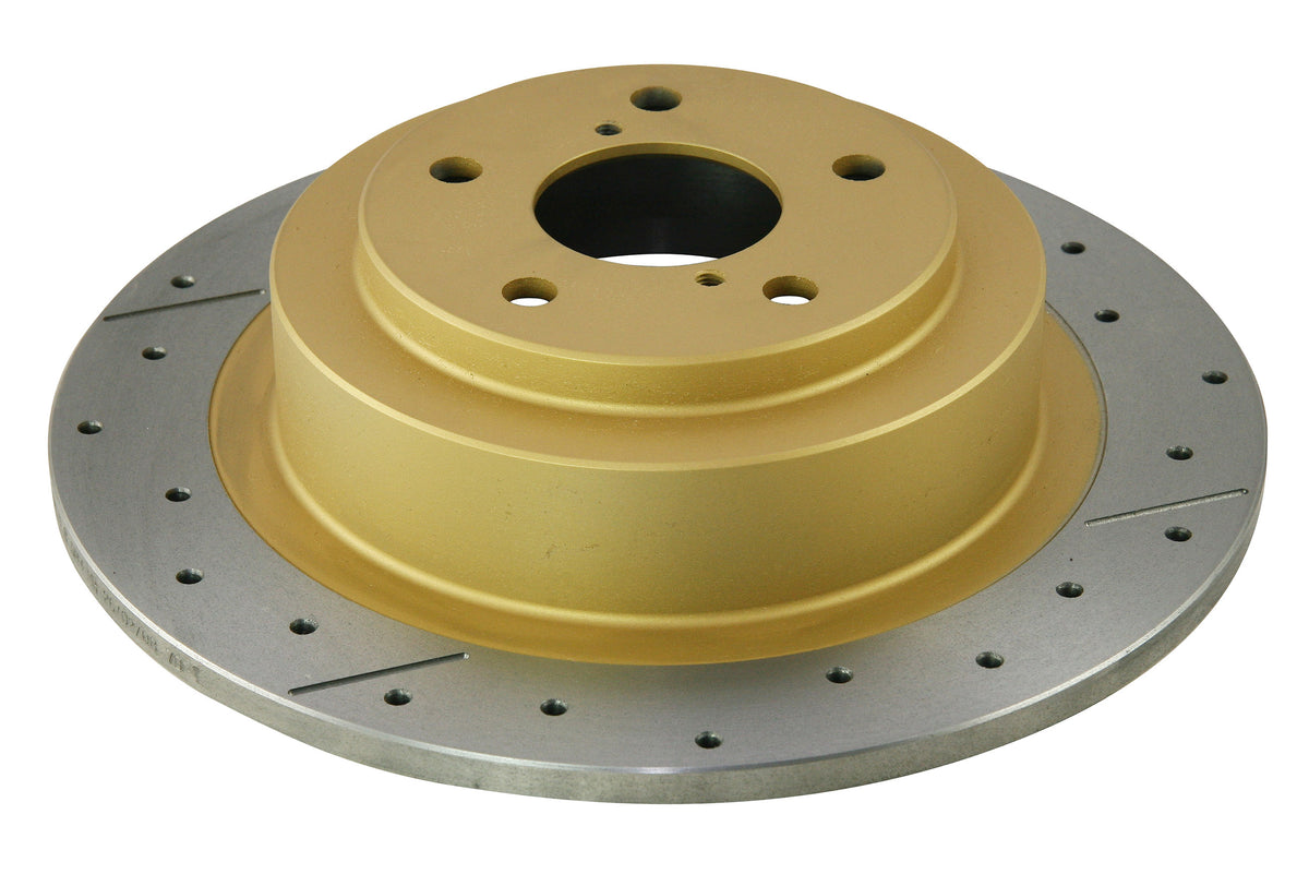 DBA 03-06 Subaru Baja Rear Street Series Drilled & Slotted Rotor w/Gold Hat - DBA657X