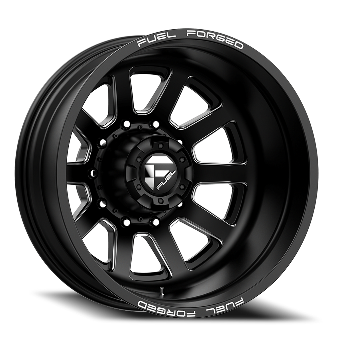 Dually Wheels 20X8.25 FF09D Dually DE09 BK 8 On 200 Matte Black Milled 142.2 Bore -202 Offset Outer Dually Fuel Off Road Wheels
