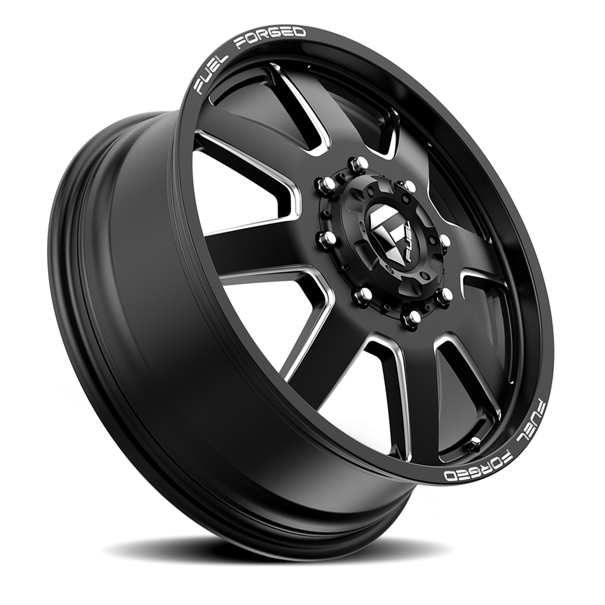 Dually Wheels 20X8.25 FF09D Dually DE09 BK 8 On 200 Matte Black Milled 142.2 Bore 105 Offset Front Dually Fuel Off Road Wheels