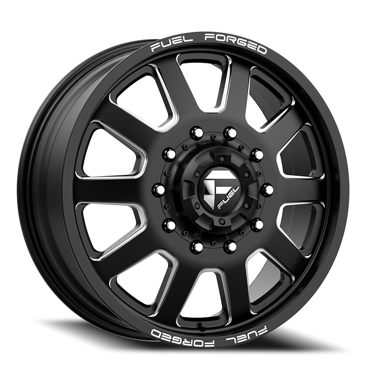 Dually Wheels 22X8.5 FF09D Dually DE09 BK 10 On 225 Matte Black Milled 170.1 Bore 105 Offset Front Dually Fuel Off Road Wheels
