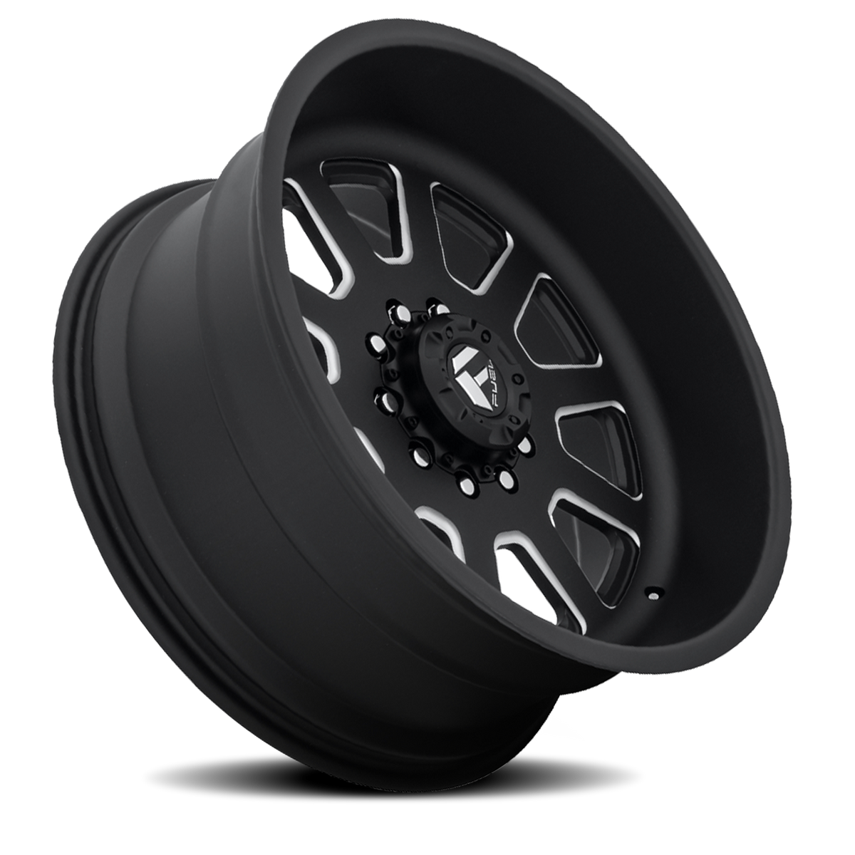 Dually Wheels 24X12 FF09D Dually DE09 Super Single BK 8 On 170 Matte Black Milled 125.1 Bore -50 Offset Front Dually Fuel Off Road Wheels