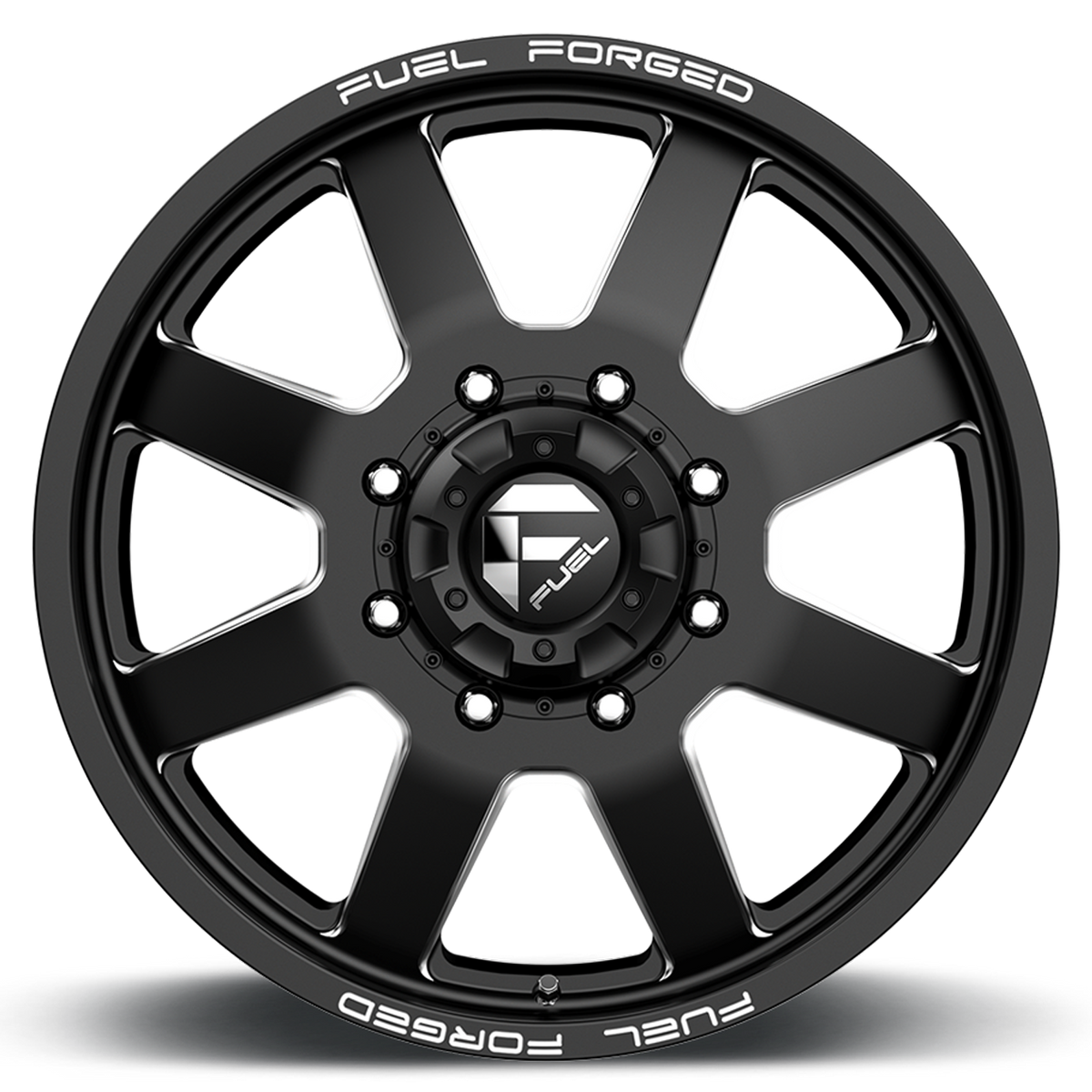 Dually Wheels 24X8.25 FF09D Dually DE09 BK 8 On 200 Matte Black Milled 142.2 Bore 105 Offset Front Dually Fuel Off Road Wheels