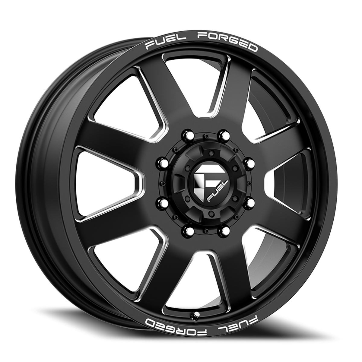 Dually Wheels 24X8.25 FF09D Dually DE09 BK 8 On 210 Matte Black Milled 154.3 Bore 105 Offset Front Dually Fuel Off Road Wheels