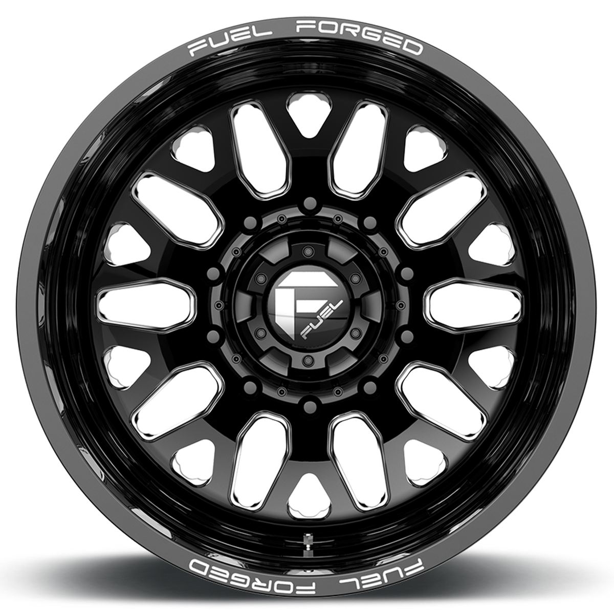 Dually Wheels 20X8.25 FF19D Dually DE19 BK 10 On 225 Gloss Black Milled 170.1 Bore -202 Offset Outer Dually Fuel Off Road Wheels