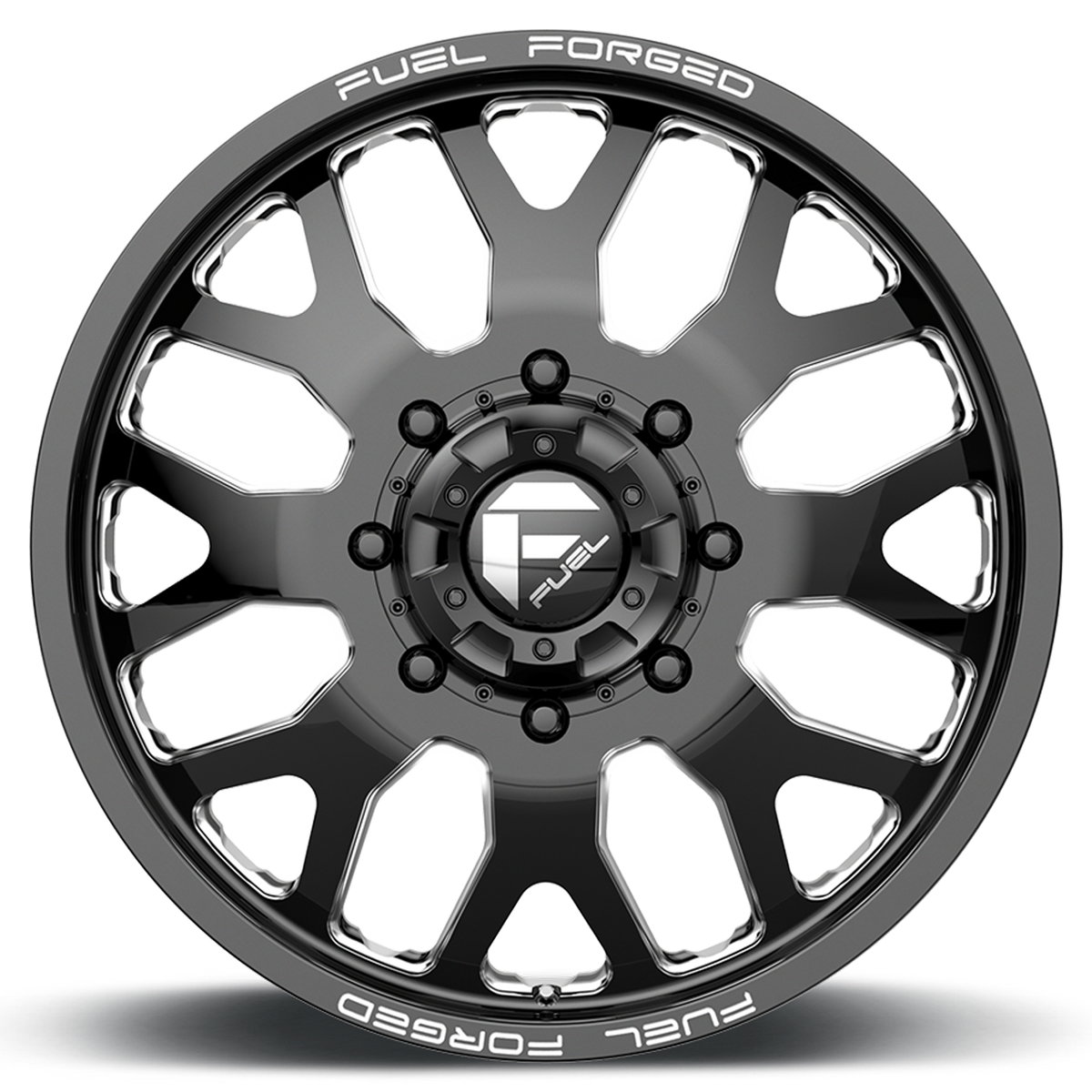 Dually Wheels 22X8.5 FF19D Dually DE19 BK 10 On 225 Gloss Black Milled 170.1 Bore 105 Offset Front Dually Fuel Off Road Wheels