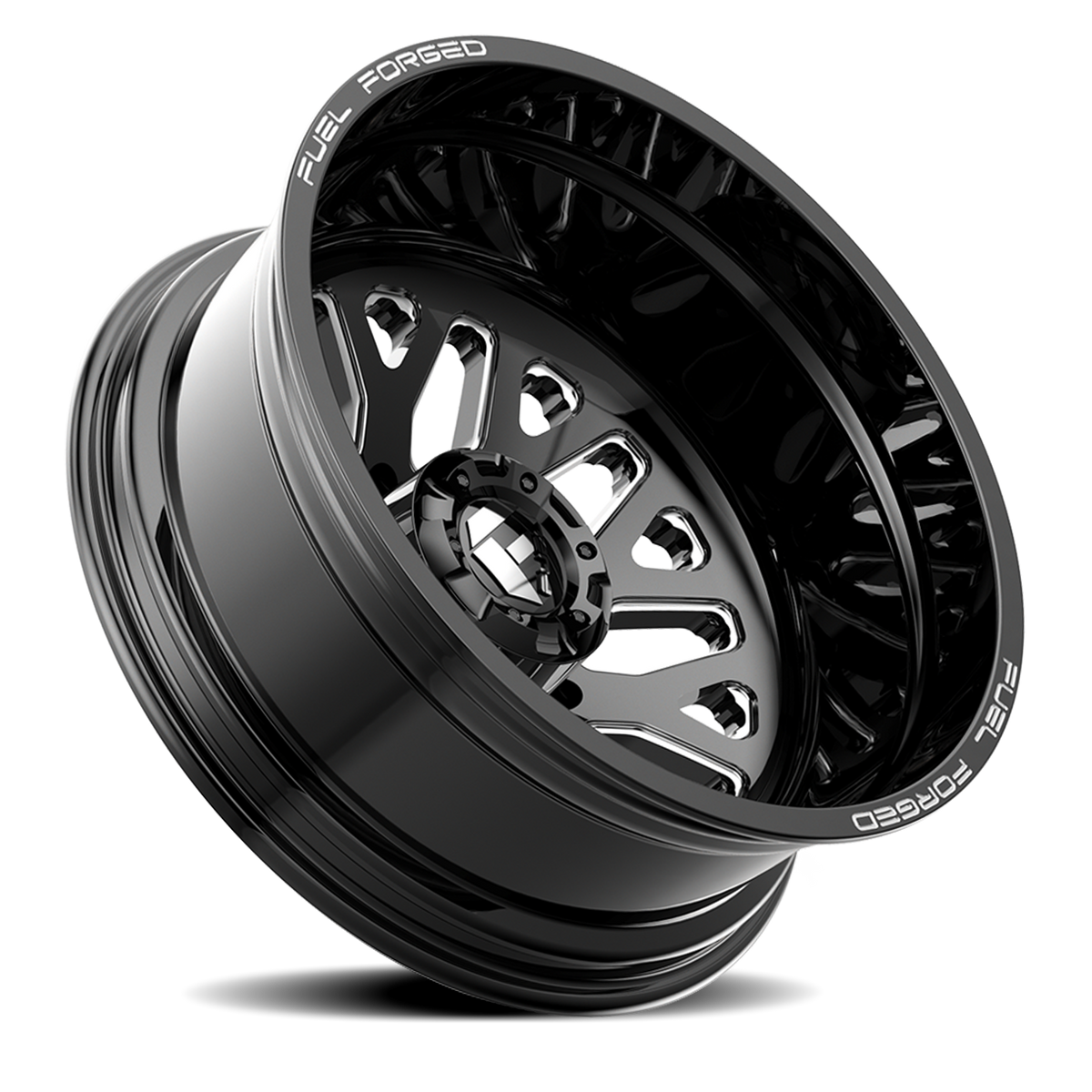 Dually Wheels 24X8.25 FF19D Dually DE19 BK 8 On 210 Gloss Black Milled 154.3 Bore -246 Offset Outer Dually Fuel Off Road Wheels