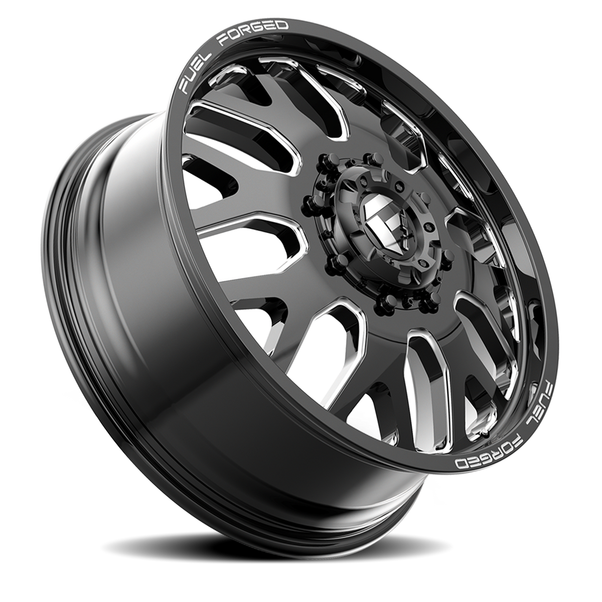 Dually Wheels 24X8.25 FF19D Dually DE19 BK 8 On 210 Gloss Black Milled 154.3 Bore 105 Offset Front Dually Fuel Off Road Wheels
