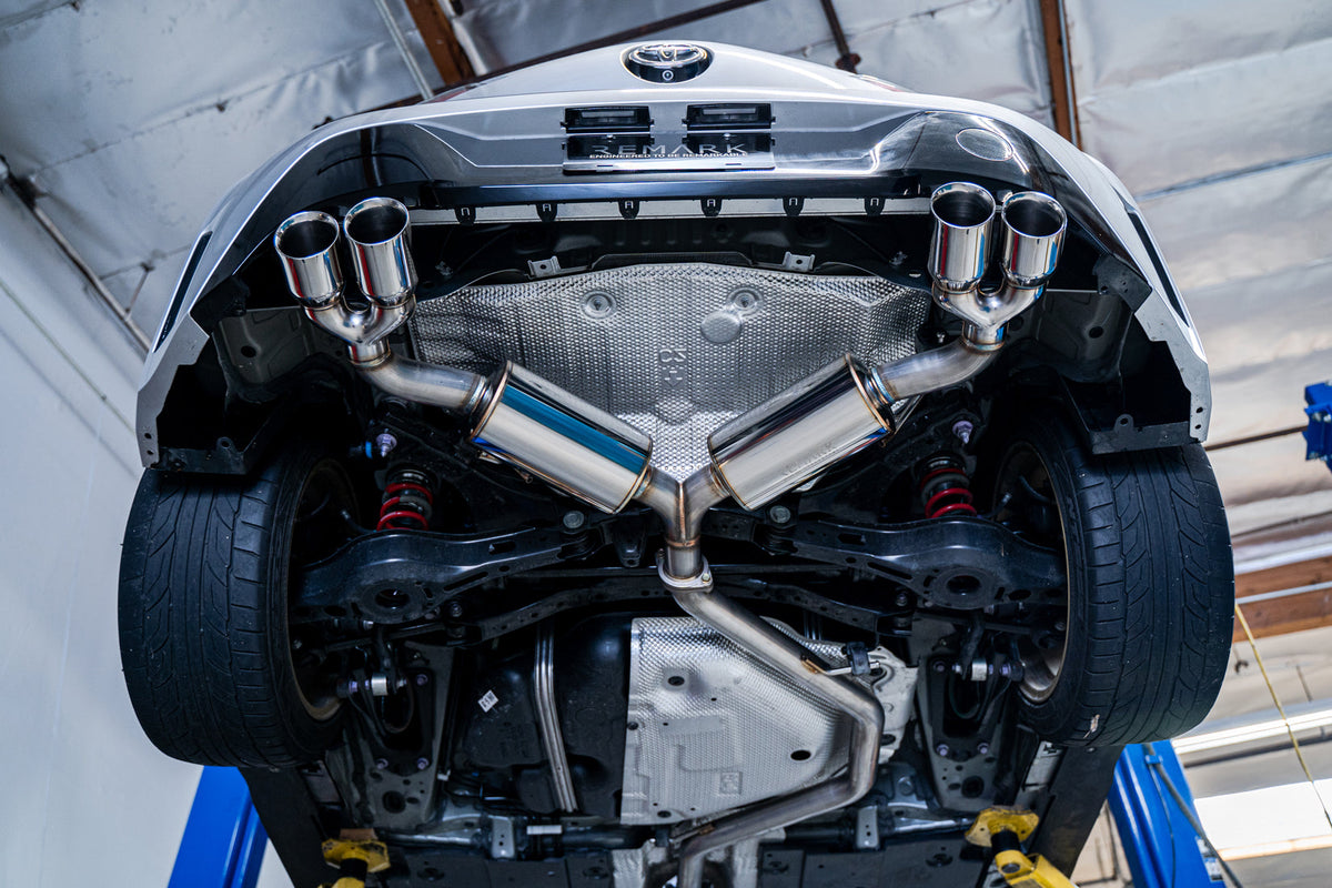 Remark 2019+ Toyota Corolla Hatchback Quad-Exit Cat-Back Exhaust Burnt Stainless Steel - RK-C4063T-01P