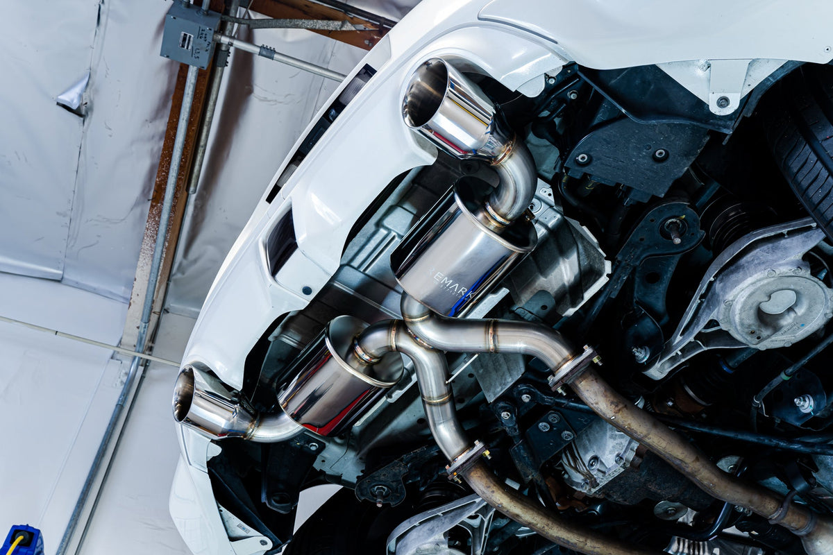 Remark Nissan 370Z (Z34) V2 Axle Back Exhaust w/ Burnt Stainless Steel Double Wall Tip - RK-A2063N-01P