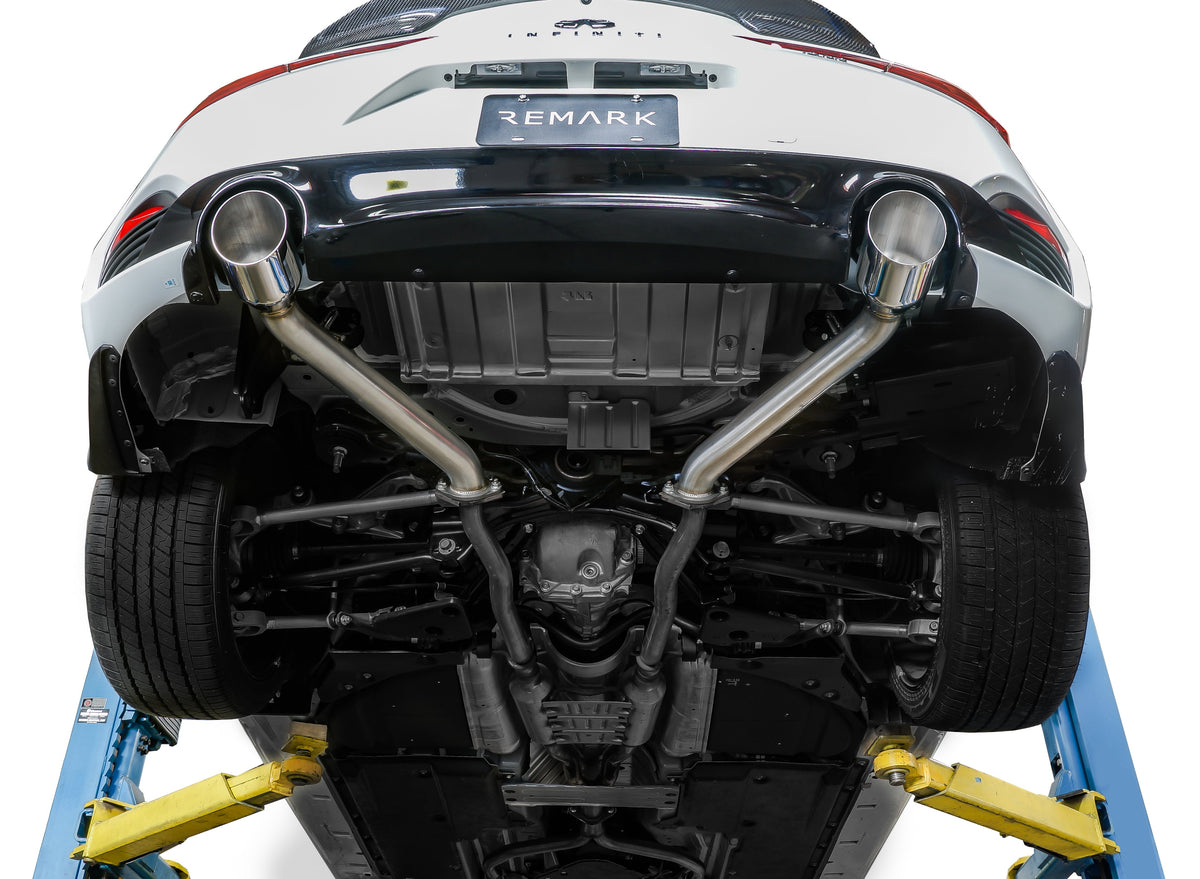 Remark 2017+ Infiniti Q60 Axle Back Exhaust w/Stainless Steel Single Wall Tip - RO-TSQ6-S