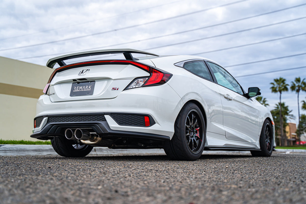 Remark 2017 Civic Si 4 Door Sedan Cat Back Exhaust w/Stainless Double Wall Tip (Not Resonated) - RK-C1076H-02