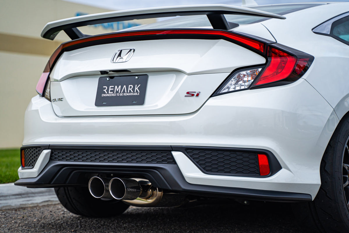 Remark 2017 Civic Si 4 Door Sedan Cat Back Exhaust w/Stainless Double Wall Tip (Not Resonated) - RK-C1076H-02