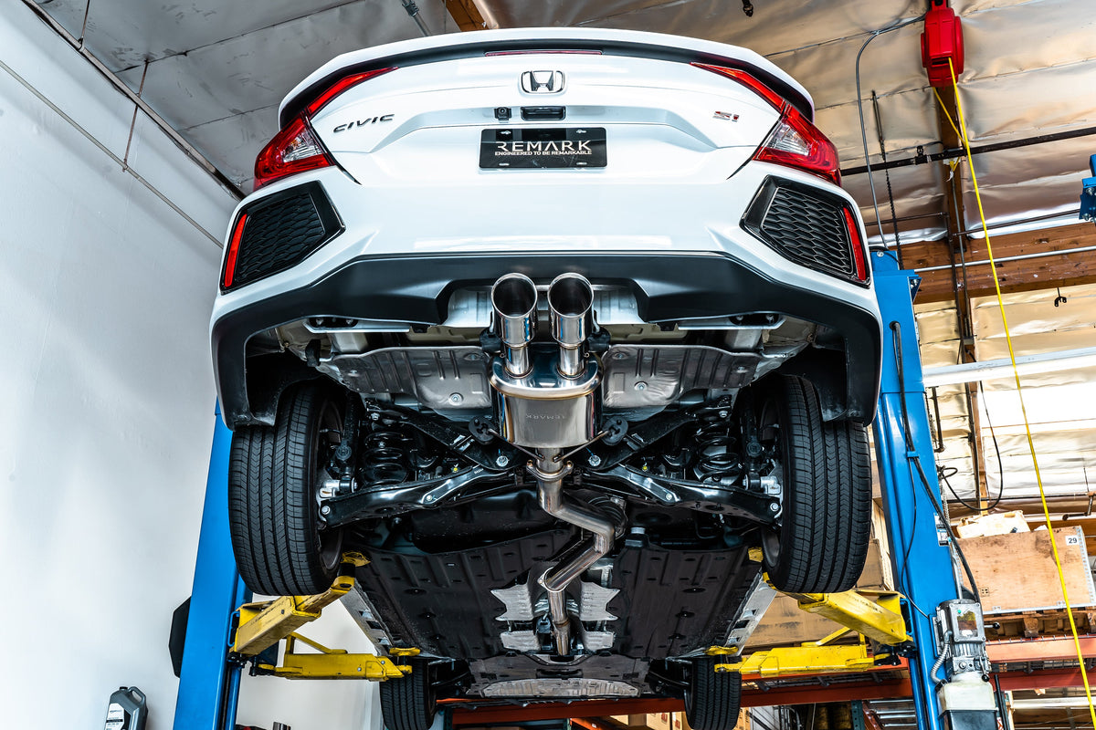 Remark 2017 Civic Si 4 Door Sedan Cat Back Exhaust w/Stainless Double Wall Tip (Not Resonated) - RK-C1076H-02