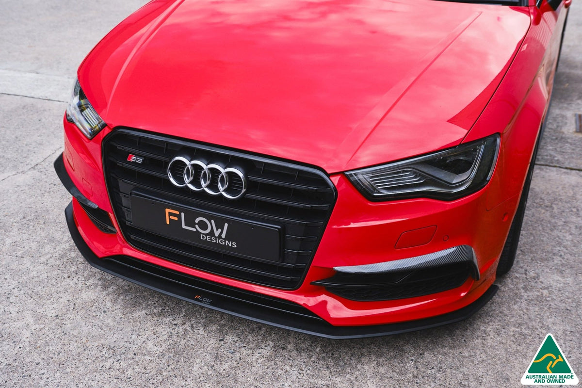 Flow Designs - S3 8V Sedan Pre-Facelift Front Lip Splitter V3 &amp; Mounting Brace