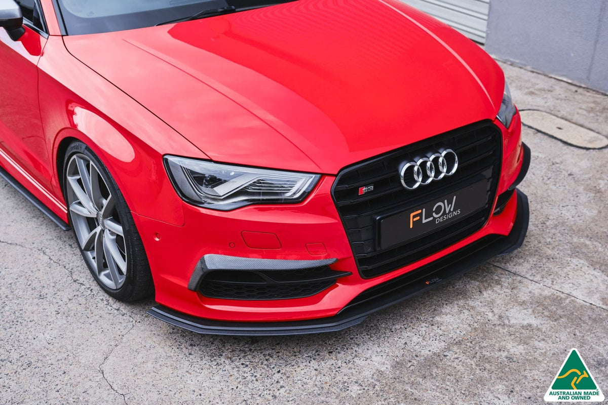 Flow Designs - S3 8V Sedan Pre-Facelift Front Lip Splitter V3 &amp; Mounting Brace