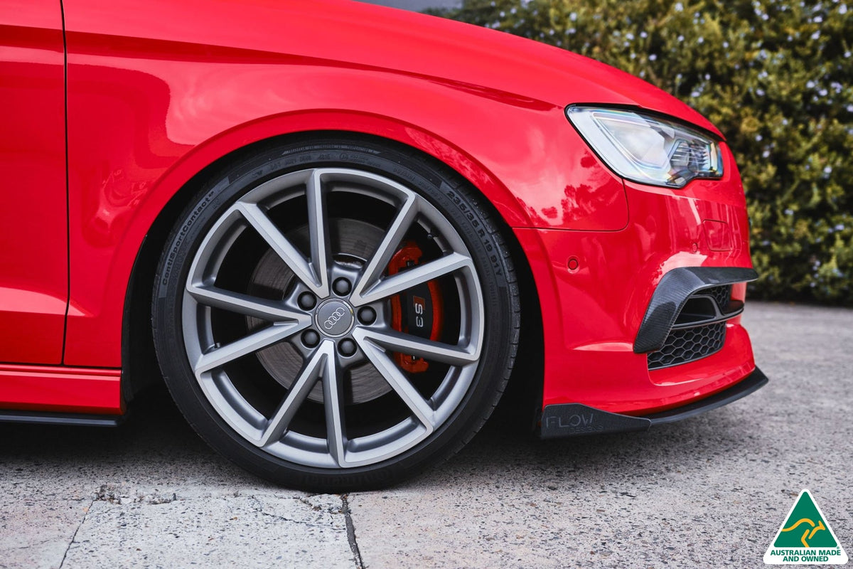 Flow Designs - S3 8V Sedan Pre-Facelift Front Lip Splitter V3 &amp; Mounting Brace