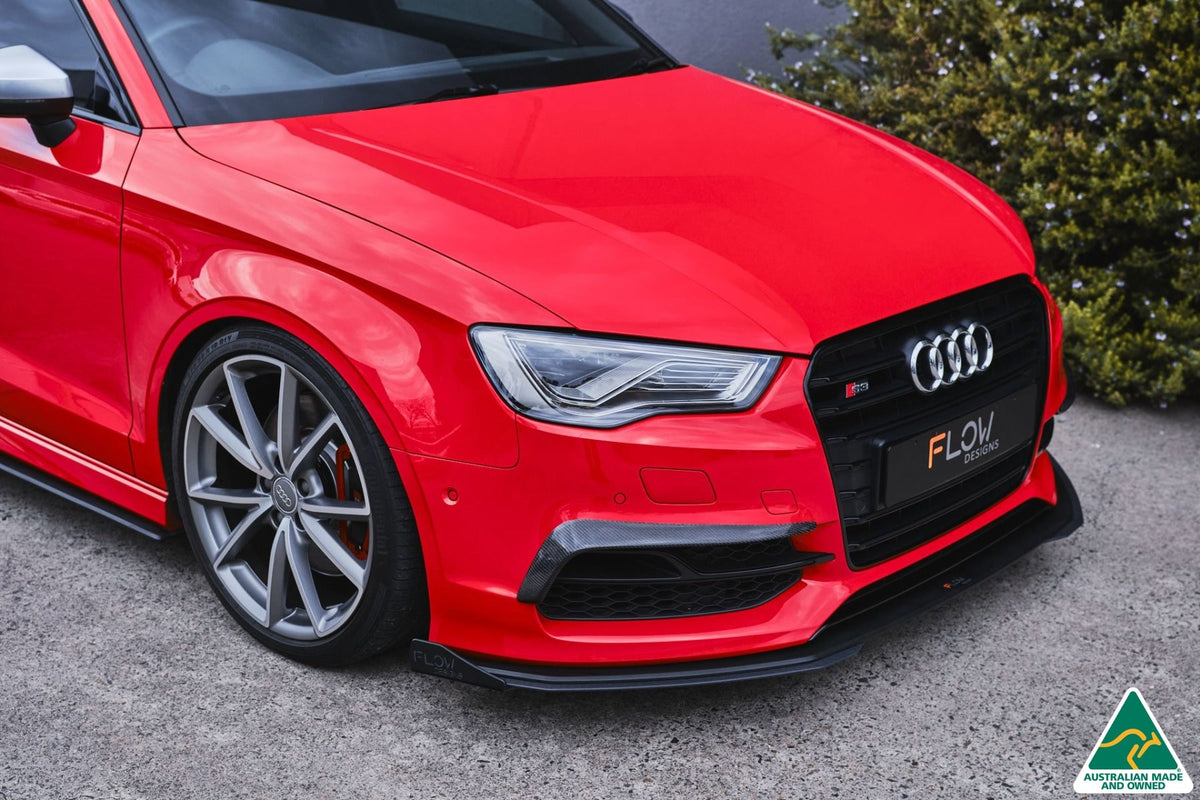 Flow Designs - S3 8V Sedan Pre-Facelift Front Lip Splitter V3 &amp; Mounting Brace