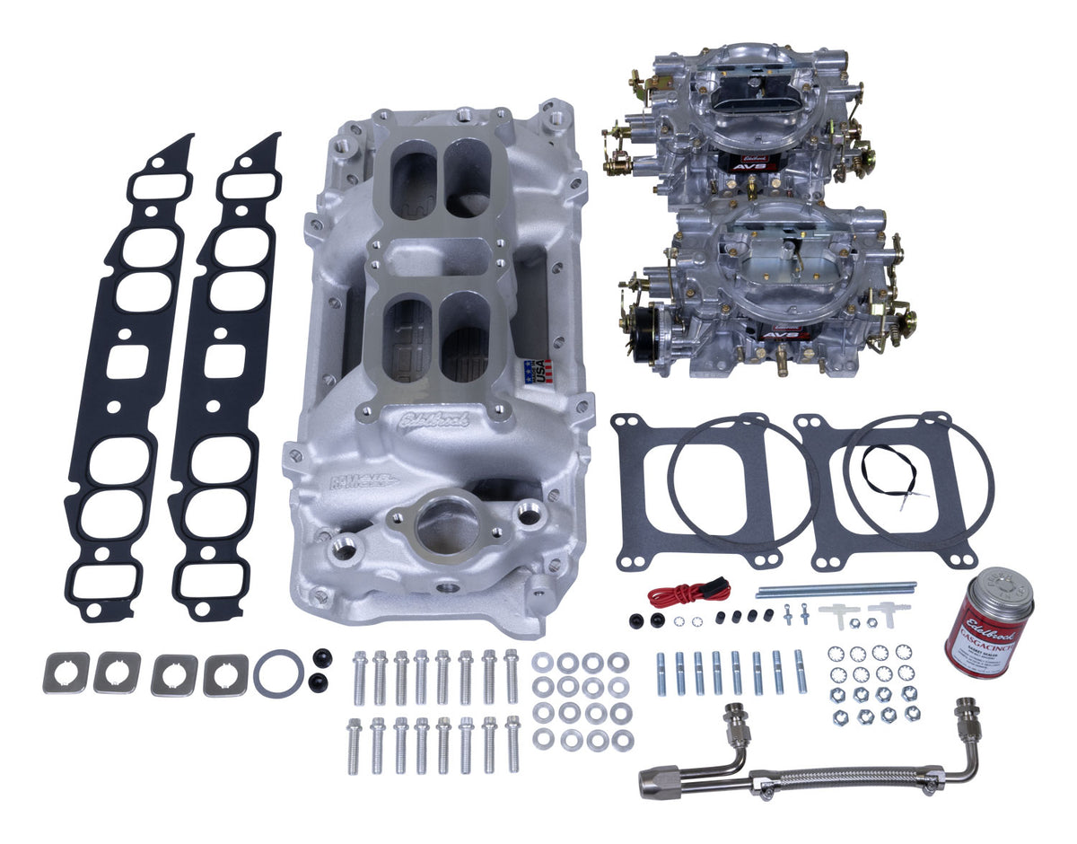 Edelbrock Dual Quad Kit Performer RPM Air Gap BBC Oval Port - 2065