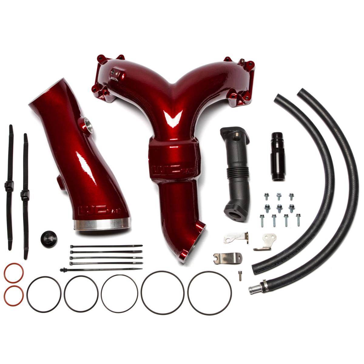 Wehrli 20-26 Power Stroke 6.7L High Flow Y-Bridge Kit - WCFab Red - WCF100139-RED - front view